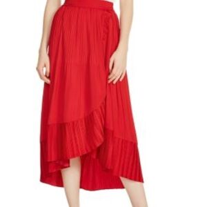 MAJE JONETTE Elegant Red Pleated Skirt size 2